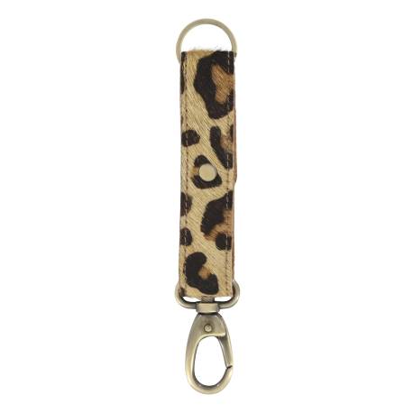Keychain in leather w. leopard print