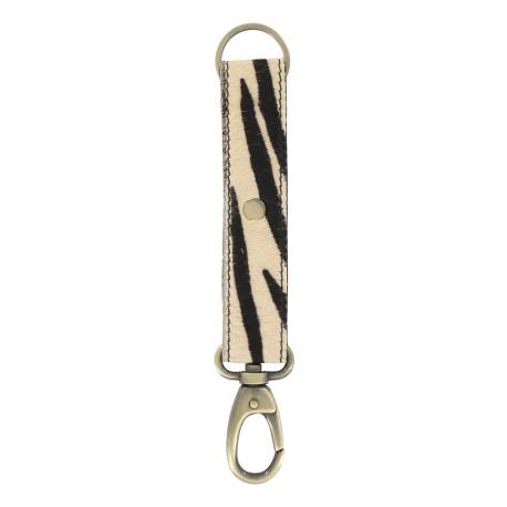 Keychain in leather w. zebra print