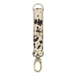 Keychain in leather w. cow print