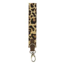 Keychain in leather w. leopard print