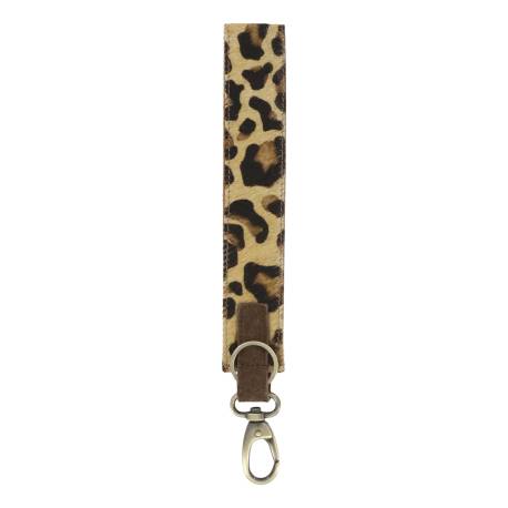 Keychain in leather w. leopard print