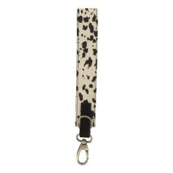 Keychain in leather w. cow print