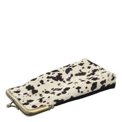 Pouch in leather w. cow print