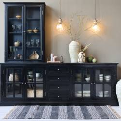 Czarna Komoda Szeroka Chic Antique Marsylia