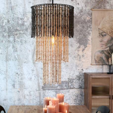 Żyrandol z Drewnianymi Koralikami Chic Antique B