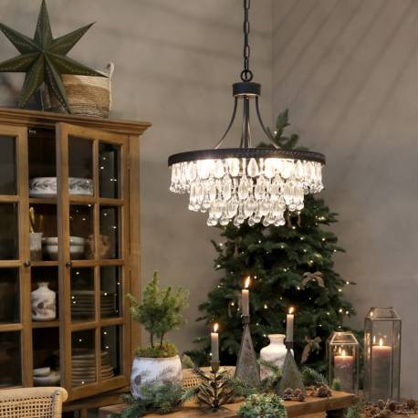 Żyrandol z Kryształkami Szklanymi Chic Antique C