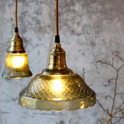 Szklana Lampa Wisząca Chic Antique Zielona A