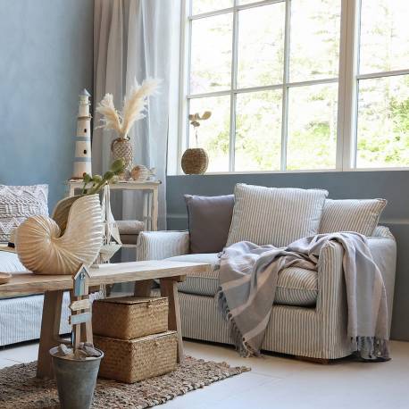 Fotel Len w Paski Chic Antique Malo z Trzema Poduszkami