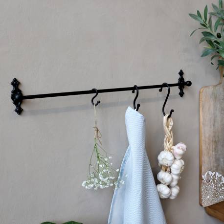 Drążek Ścienny Na Ręcznik/Wieszaczki Chic Antique Czarny 60 cm