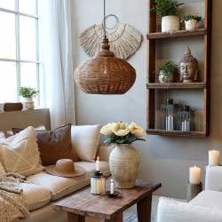 Rattanowa Lampa Chic Antique D