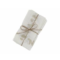 Cloth Napkin w. gold pine cones set of 4