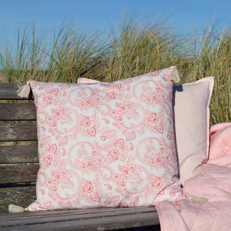 Poszewka na poduszkę Aix z frędzlami i wzorem paisley