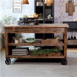 Wyspa Kuchenna Drewniana Chic Antique Na Kółkach
