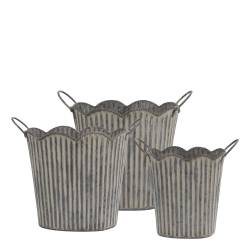 Planter w. grooves & handles set of 3