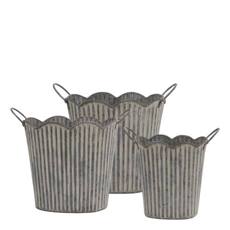 Planter w. grooves & handles set of 3