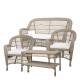 Garden Set braided w. table, sofa & 2 chairs w. cushions