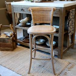 Krzesło Barowe z Rattanowym Siedziskiem i Oparciem Chic Antique B