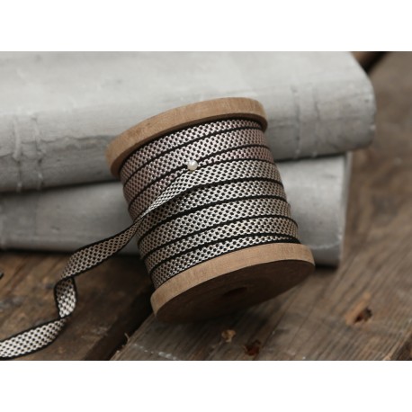 Ribbon on wooden spool black/grey